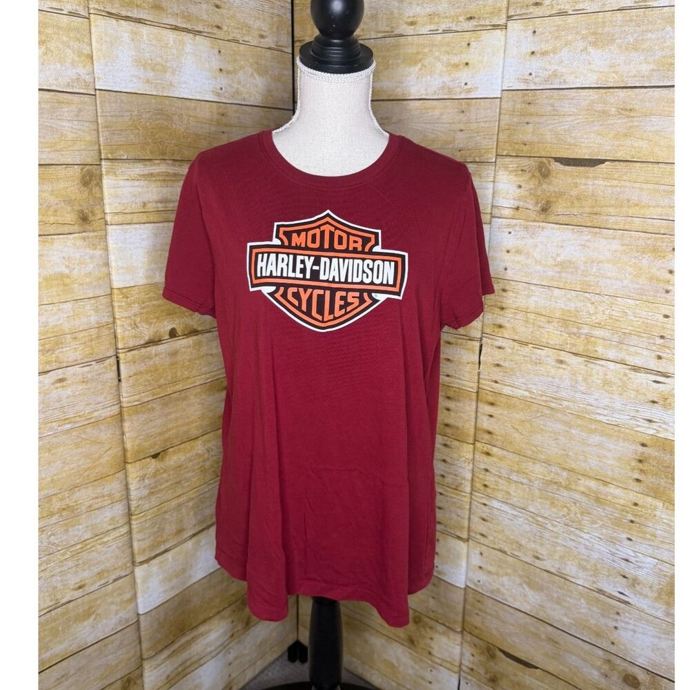 Harley-Davidson Bar & Shield Graphic T-Shirt Red Short Sleeve Logo Tee Casual